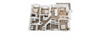 A floor plan of a two-story apartment with dimensions and room labels.