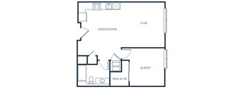 a floor plan of a house with a bedroom and a living room