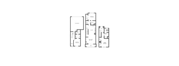 A floor plan of a house with three bedrooms and a garage.