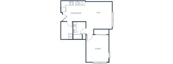 a floor plan of a house with a bedroom and a living room