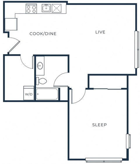 a floor plan of a house with a bedroom and a living room