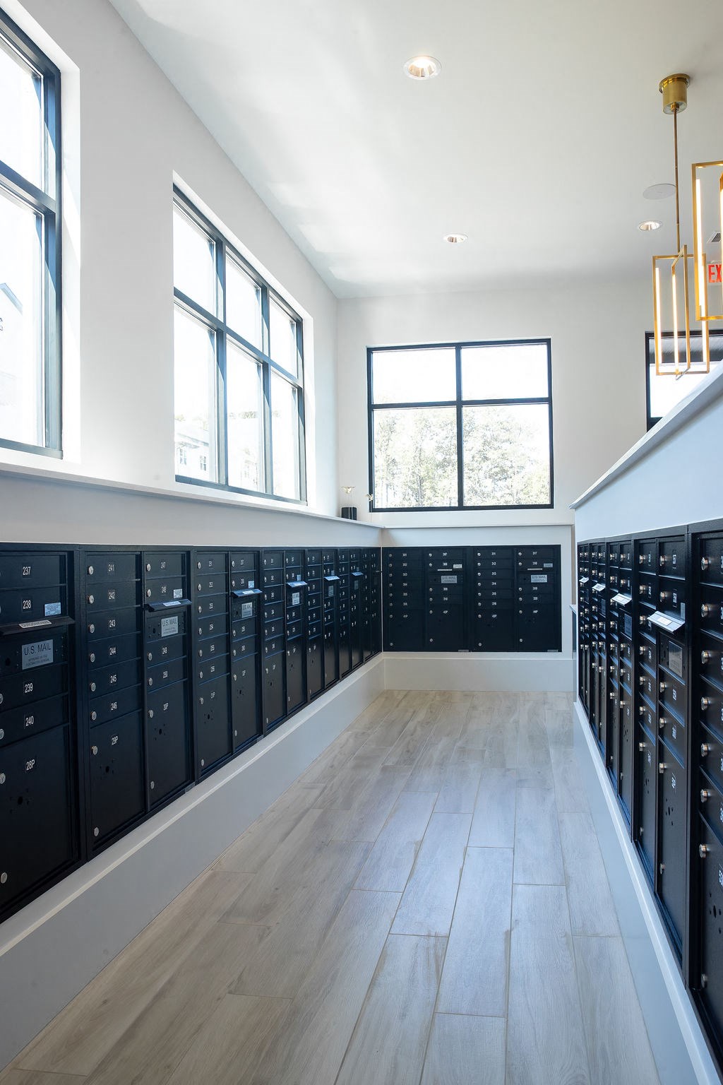 a large room with a bunch of cabinets in it