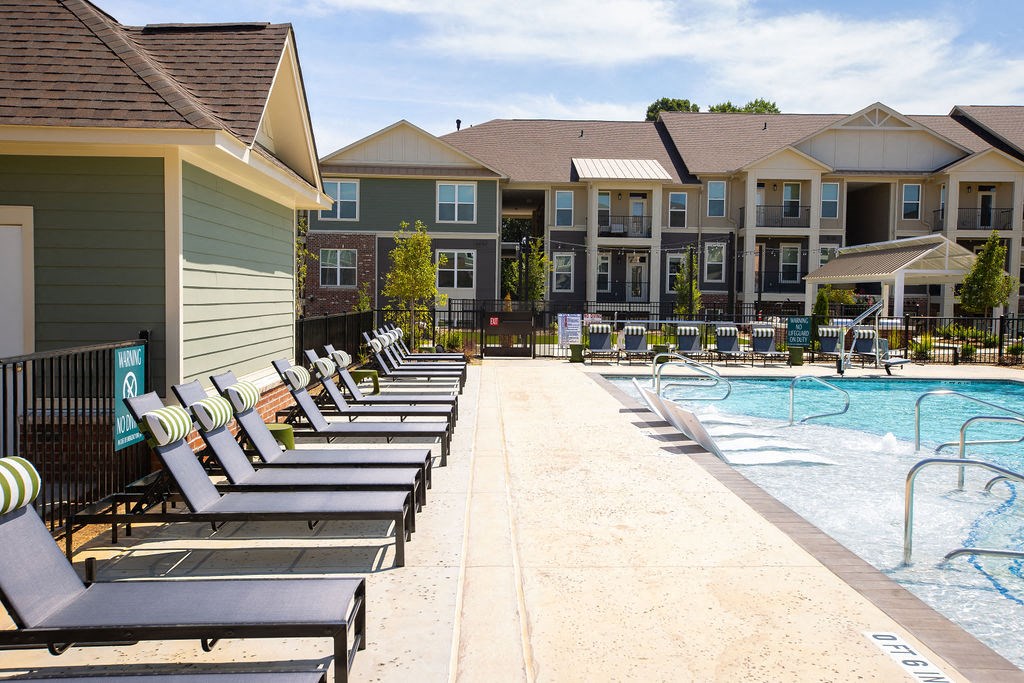 our apartments have a resort style pool with lounge chairs