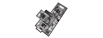 3d floor plan of a 403 sq ft house