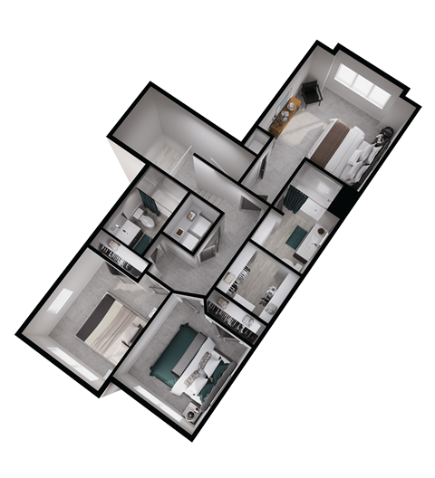 3d floor plan of a house with different floors