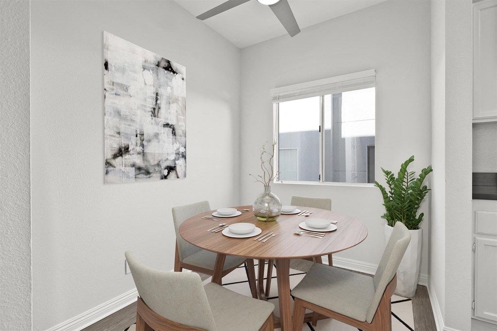 Dining area at NoVa Townhomes, Canoga Park, CA
