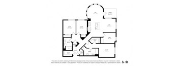 a floor plan of a house with a large circle in the middle of it