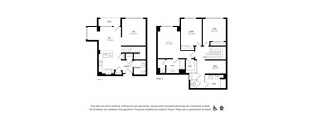 two floor plans of a house with two bedrooms and two bathrooms