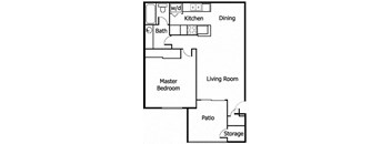 One Bedroom One Bath Floorplan  at Adagio, La Mesa, California