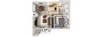 Monaco Floorplan One Bedroom One Bath at Central Park, California, 91942