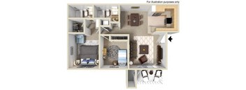 Saint Tropez Floorplan Two bedroom Two Bath at Central Park, La Mesa, CA