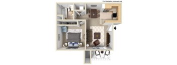 Saint Auban Floorplan One Bedroom One Bath at Central Park, La Mesa, 91942