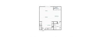 a floor plan of a small house with a bathroom and a living room