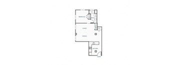 a floor plan of a small house with a garage