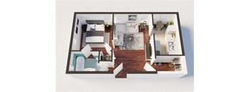 1Bed 1Bath Floor Plan at Delta Apartments, Los Angeles, CA, 90026