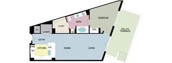 1A Floor Plan at mResidences Miracle Mile, California