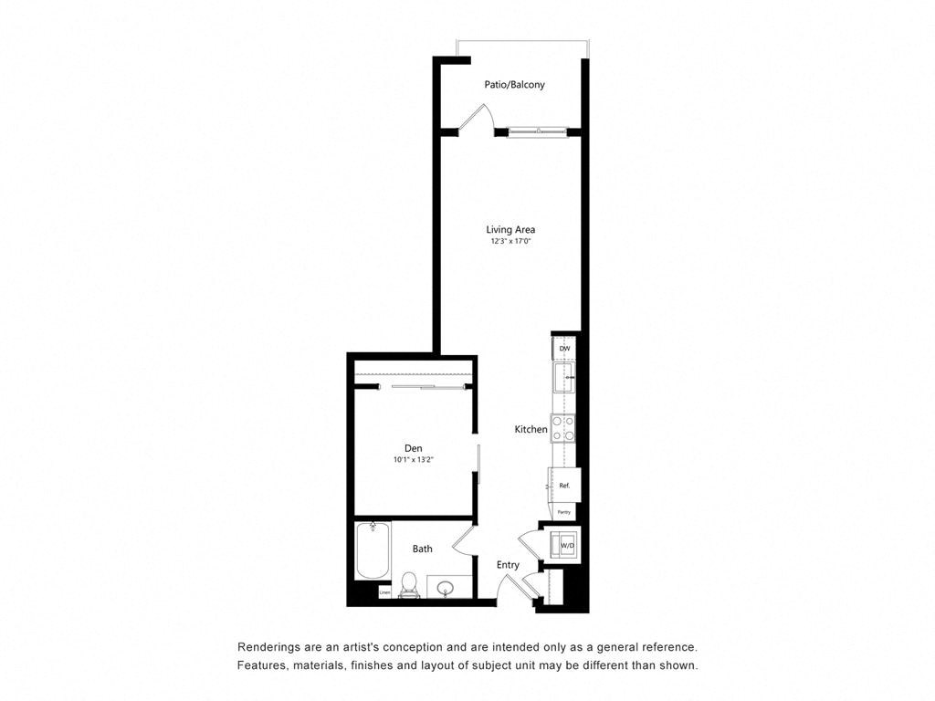 a floor plan of a 1 bedroom floor plan