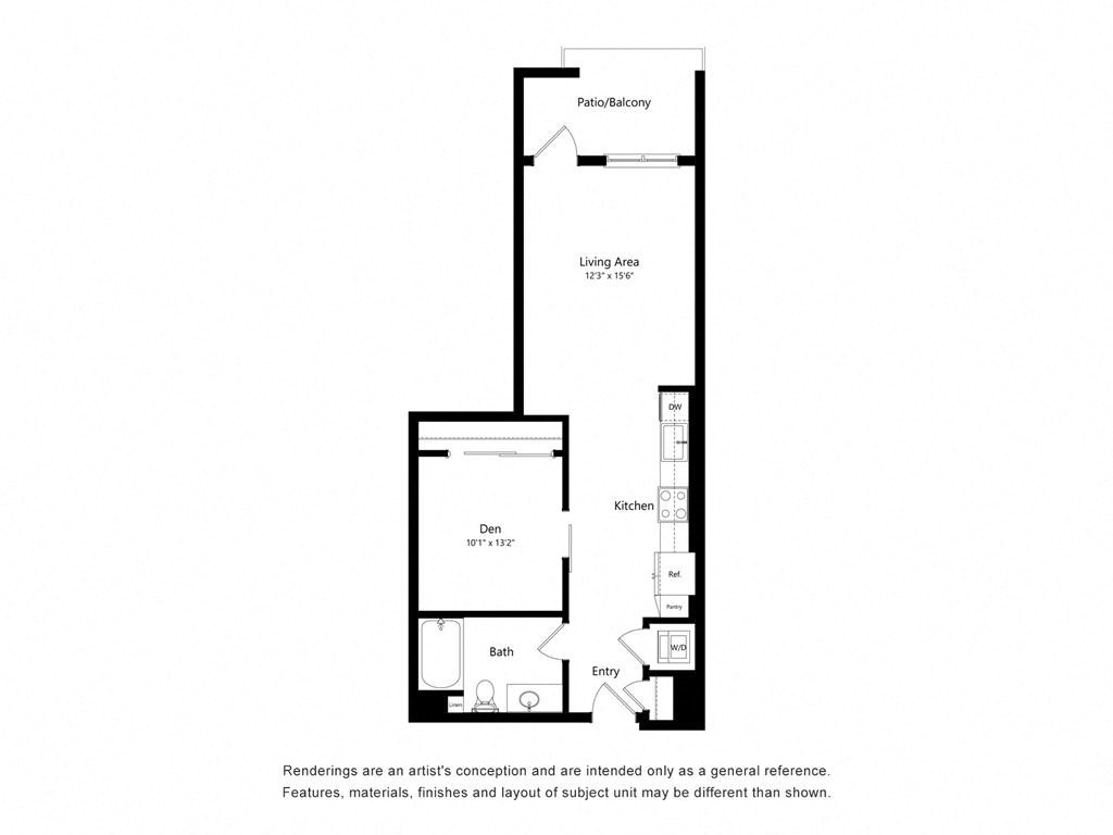 a floor plan of a 1 bedroom floor plan
