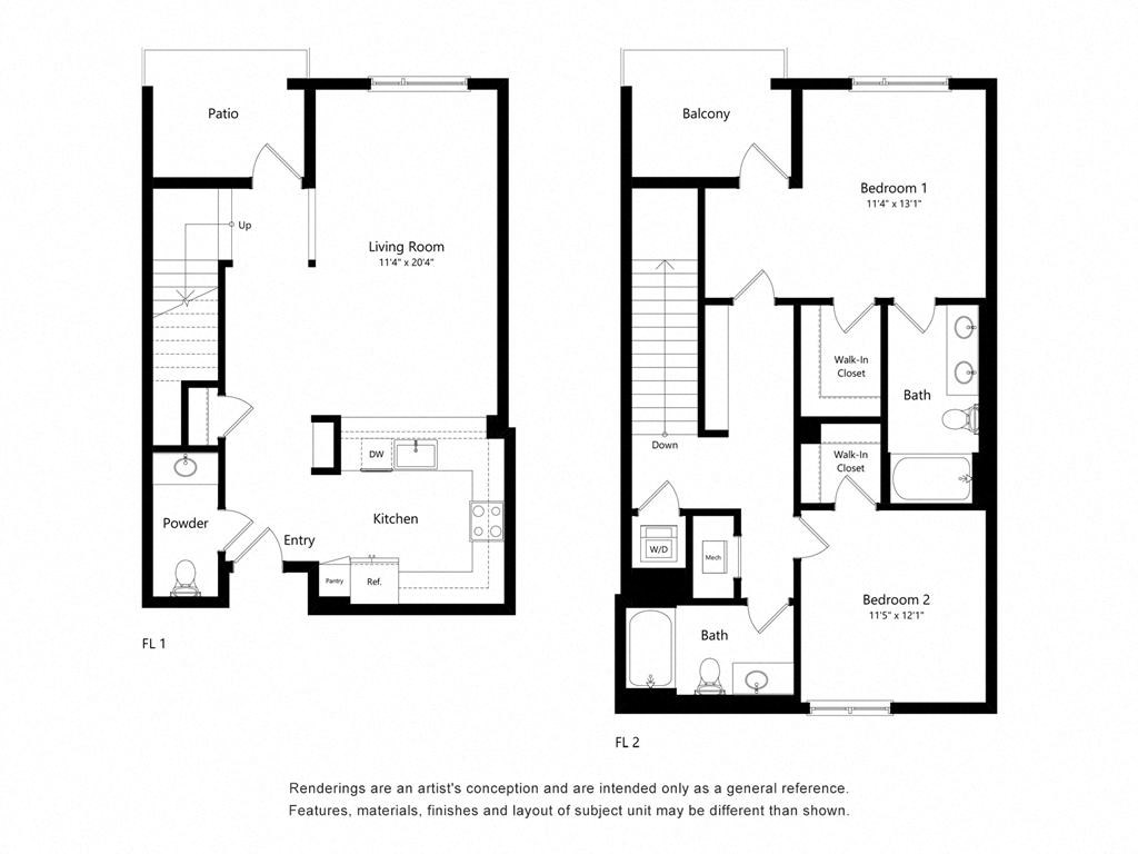 two floor plans of a house with different floors