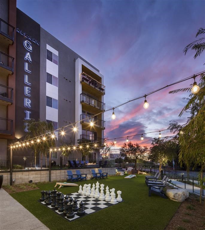 outdoor lounge area with games