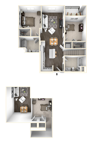 Sola 3 Bedroom, 2 Stories and Balcony Floorplan at Sola, California, 92130