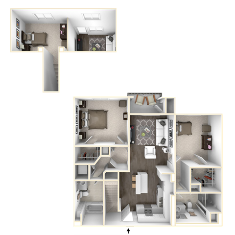 Sola 3 Bedroom, 2 Stories and Balcony Floorplan at Sola, San Diego, CA 92130