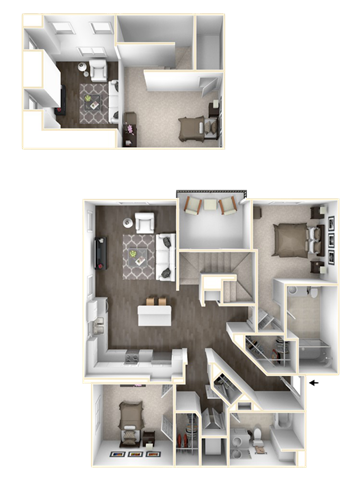 Sola 3 Bedroom, 2 Stories and Balcony Floorplan at Sola, San Diego, CA