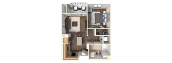 Sola 1 Bedroom and Balcony Floorplan at Sola, San Diego, CA 92130
