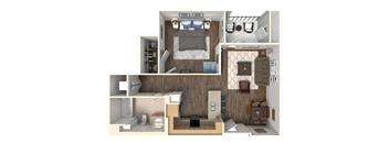 Sola 1 Bedroom and Balcony Floorplan at Sola, San Diego, CA
