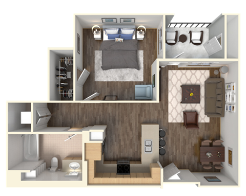 Sola 1 Bedroom and Balcony Floorplan at Sola, San Diego, CA