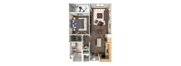 Sola 1 Bedroom and Balcony Floorplan at Sola, San Diego, 92130