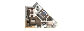 Sola 1 Bedroom and Balcony Floorplan at Sola, San Diego California