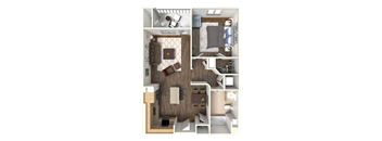 Sola 1 Bedroom and Balcony Floorplan at Sola, San Diego