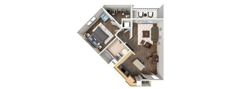 Sola 1 Bedroom and Balcony Floorplan at Sola, San Diego, CA 92130