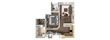 Sola 1 Bedroom and Balcony Floorplan at Sola, San Diego, CA