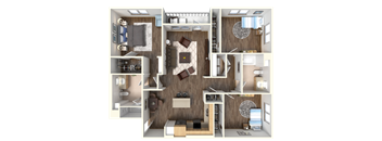 Sola 3 Bedroom and Balcony Floorplan at Sola, San Diego, 92130