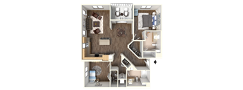 Sola 2 Bedroom and Balcony Floorplan at Sola, California