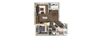 Sola 1 Bedroom and Balcony Floorplan at Sola, San Diego, 92130
