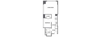 a floor plan of a house with a bedroom and a living room