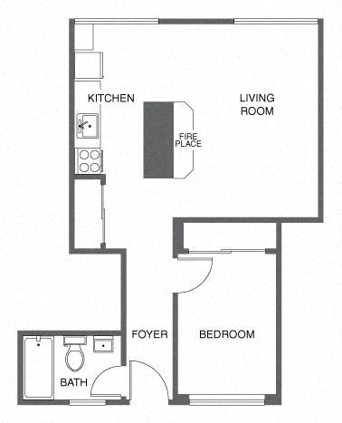 a floor plan of a house with a kitchen and a living room