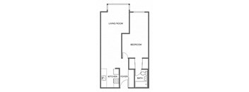 a floor plan of a house with a bedroom and a living room