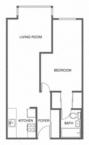 a floor plan of a house with a bedroom and a living room