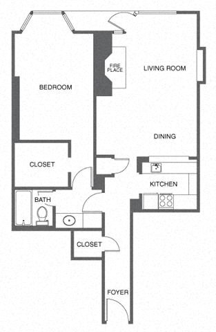 a floor plan of a house with a kitchen and a living room