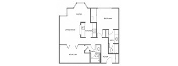 a floor plan of a house with a bedroom and a living room