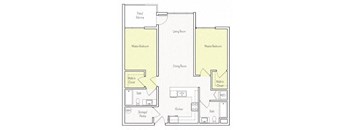 1010 sq.ft. B-1 Floor plan, at Parc One, Santee, 92071