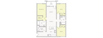 1150 sq.ft. C-2 Floor plan, at Parc One, 320 Town Center Pkwy, CA