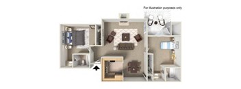 2 Bedroom 2 Bathroom Floorplan at Shadowridge Woodbend Apartments in Vista, CA