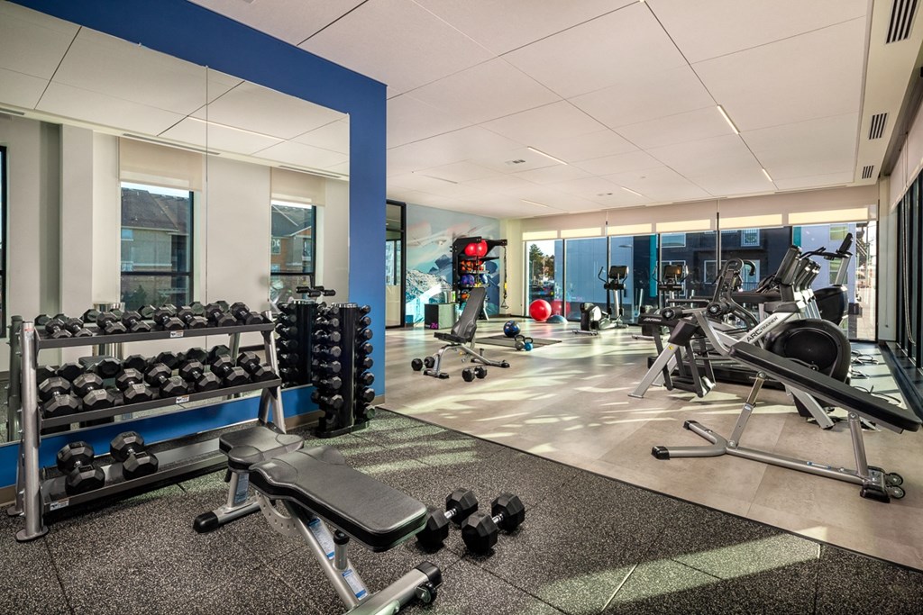 Fitness center with free weights