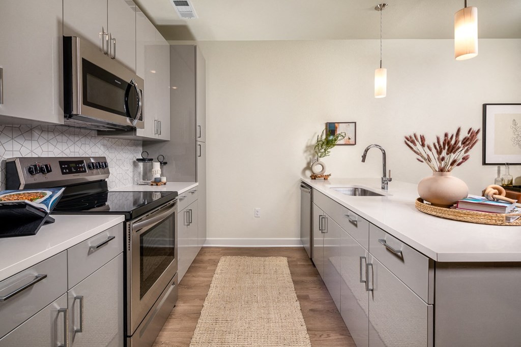 Kitchen with stainless steel appliances