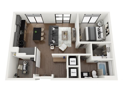 a1 floor plan  1 bedroom with 2 baths  129